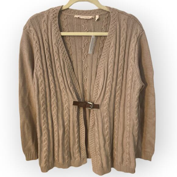 Soft Surroundings Cardigan Sweater with leather Buckle strap closure PL NWT - Picture 1 of 3